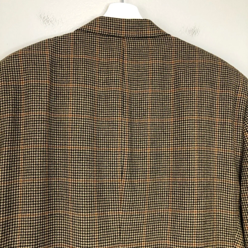 Burberrys Vintage Mens Houndstooth Wool Blazer 46 Long